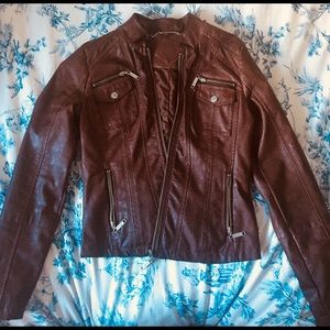 Brown Faux Leather Jacket